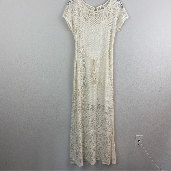 Anthropologie Lilka Bellflower Lace Maxi Dress Ivory XS - Picture 8 of 13